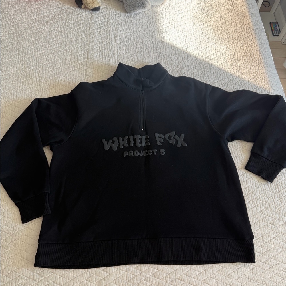 White Fox Boutique Black Half-Zip Sweatshirt
